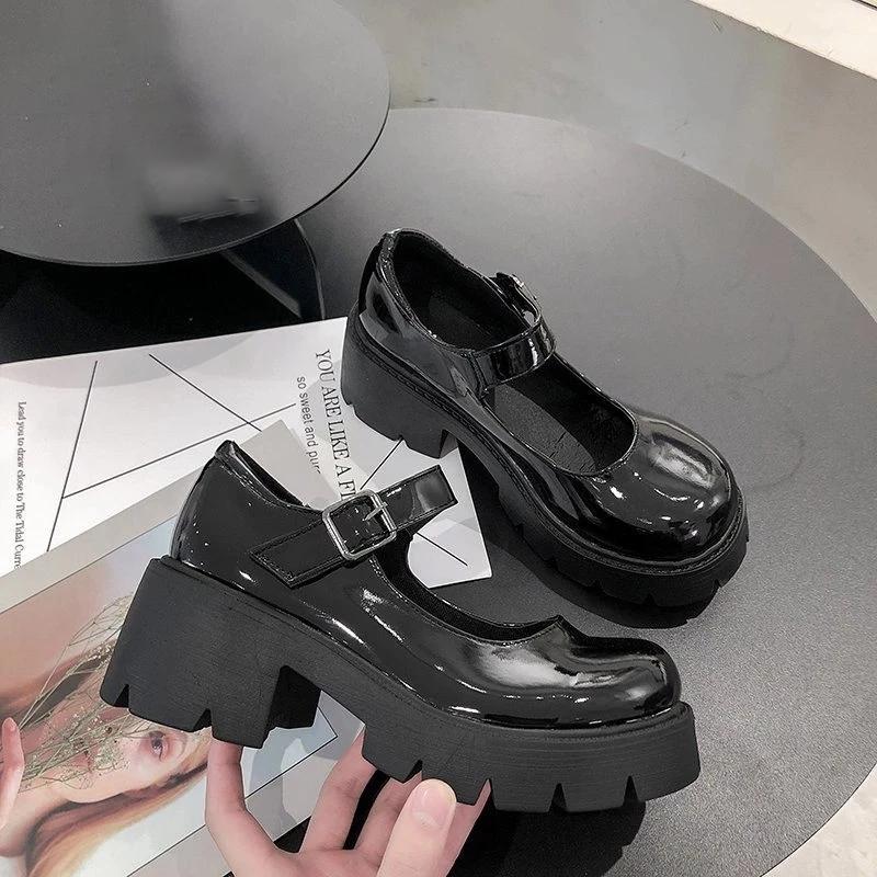 Women Lolita Pumps Mary Jane High Heel Platform Chunky Heel Lady Sandals Round Toe Vintage Girl Classic Sweet Punk Female Shoes