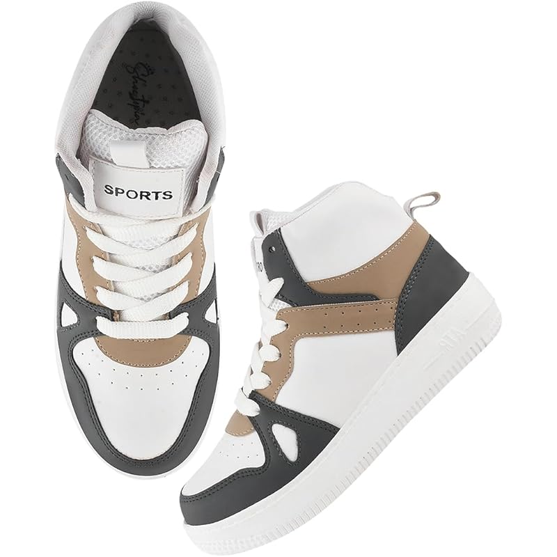 Shoetopia Smart High Top Casual Lace-Up White. Sneakers For Women & Girls /Eu41