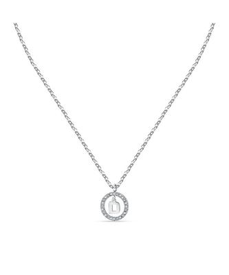 Letter D Steel Necklace With Clear Crystal LPS10ASF12 For Women