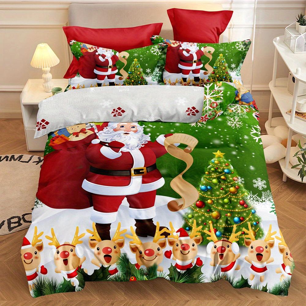 

Comforter 3Pcs Christmas - Festive Reindeer Santa & Gingerbread For Man Designs - Soft Polyester Bedding For All Seasons Comforter (quilt)-EU Single(135*200cm)3pcs