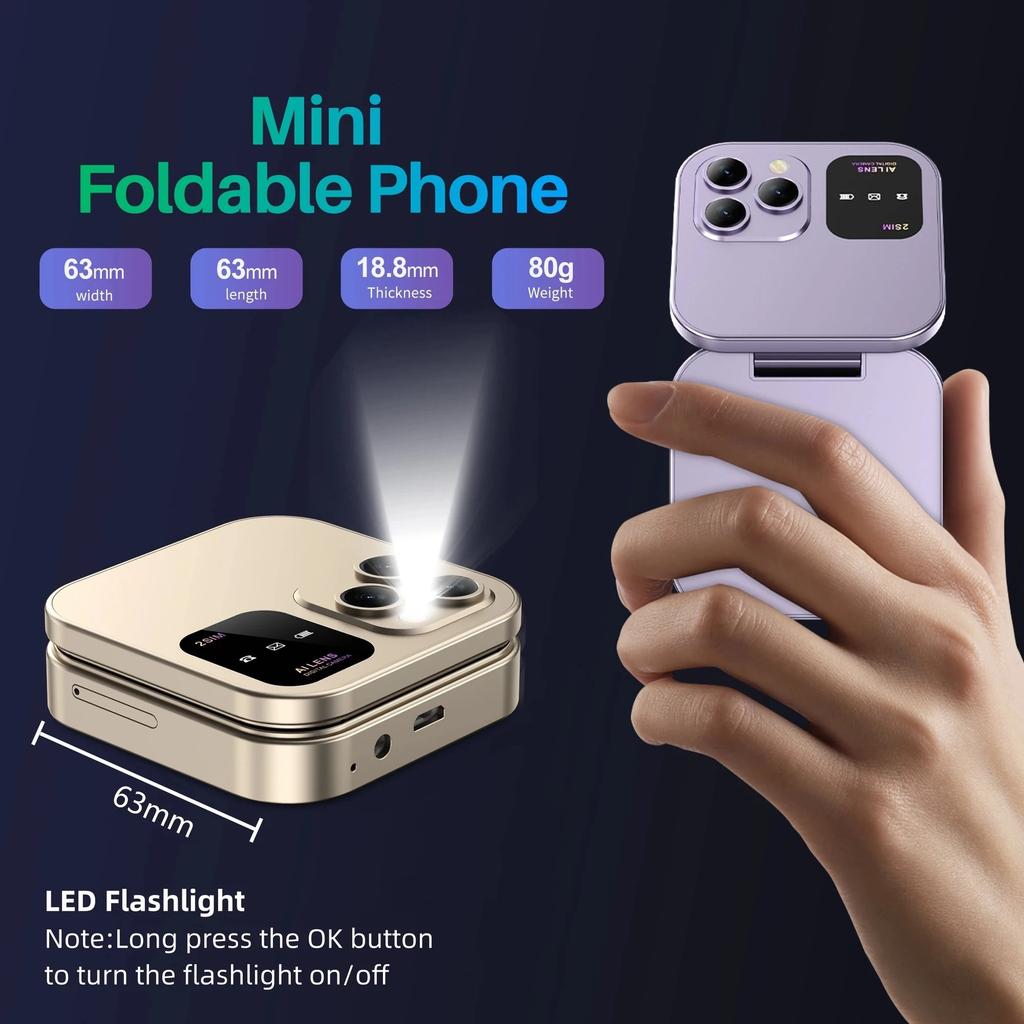 I16pro Flip Mini Mobile Phone F15 Button Elderly Machine Dual Card 2G Multi-language