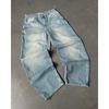 Y2K Harajuku Hip Hop Denim Pants Loose Fit High Waist Wide Leg Blue Cotton Jeans Men Youth