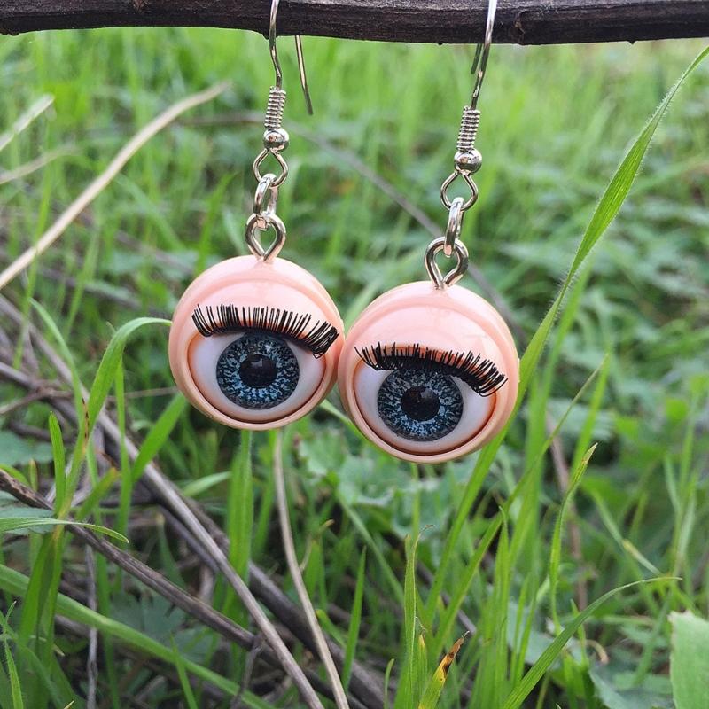 Unique Gothic Doll Eye Stud Earrings Punk Rock Accessories Lightweight Sturdy Acrylic Design Edgy Hip Hop Ear Studs