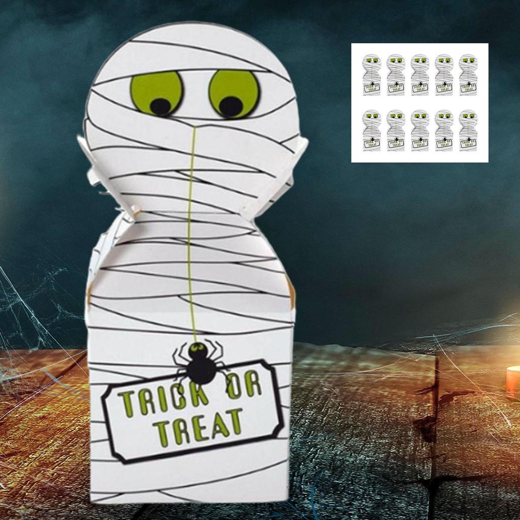 10 Pack Halloween Cardboard Treat Boxes Trick or Candy Cookies Goodie for