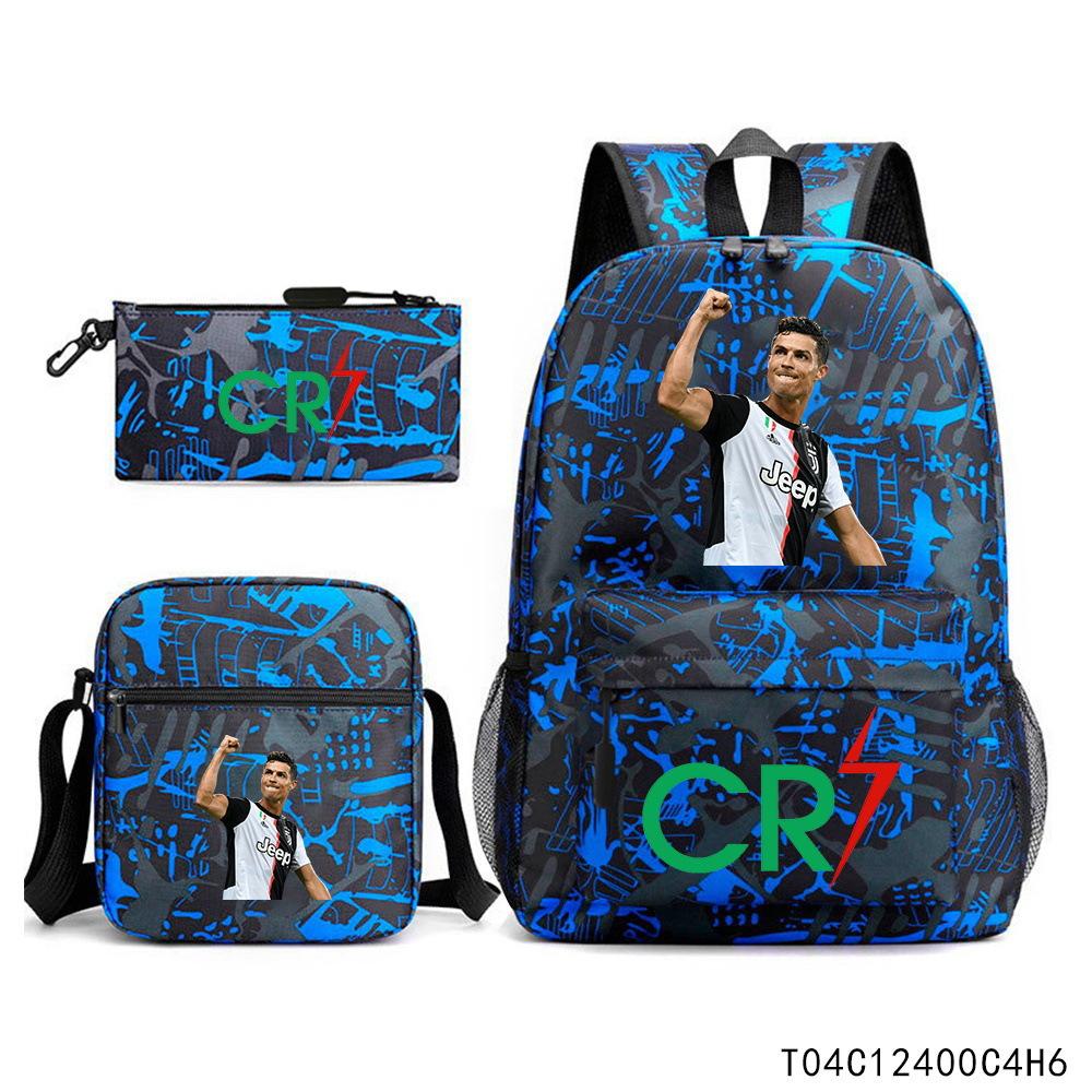 Luo Qixing Three-Piece Schoolbag, Male And Female Students Leisure Bag, Printed Large-Capacity Outdoor Backpack