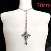 Gothic Silver Color Cross Pendant Necklace Y Chain O Ring Sliding Chain Choker for Women Men Vintage Religious Catholic Jewelry