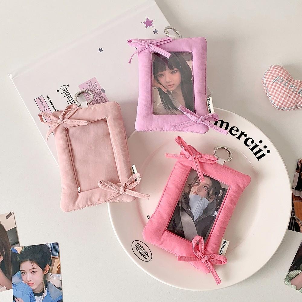 Bowknot Photo Photocard Frame with Keychain Idol Card Display Protector  Card Decor