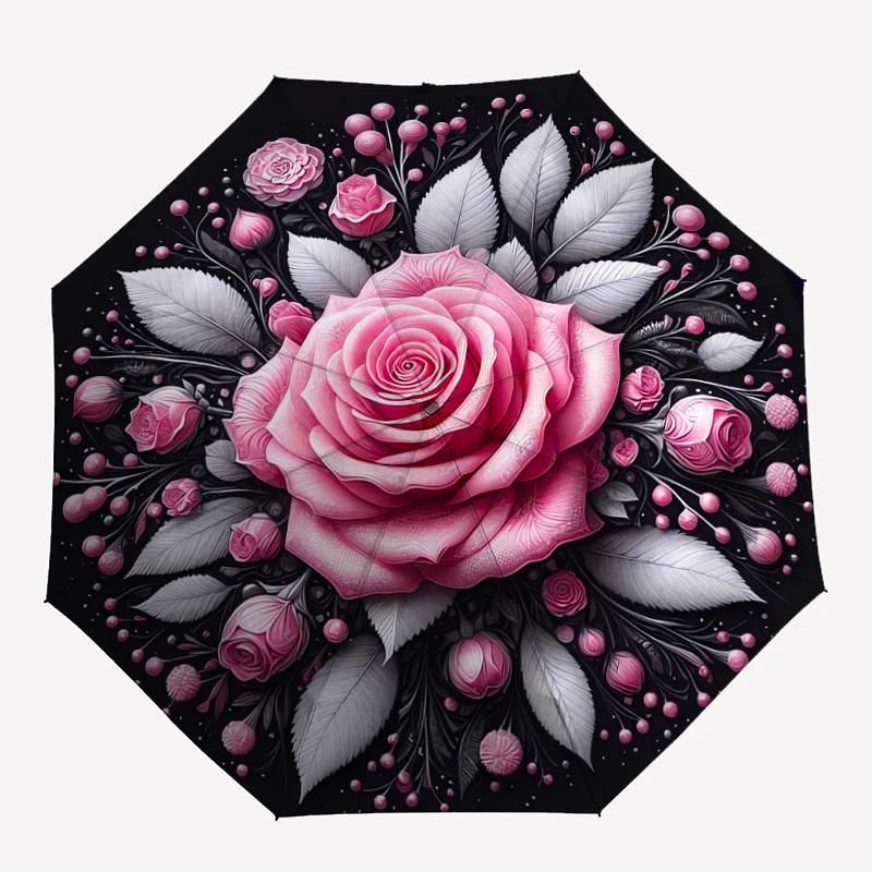 

1pc Rose Floral Pattern Umbrella Automatic Opening and Closing Umbrella, High quality Umbrella, Ideal Gift for Her 207
