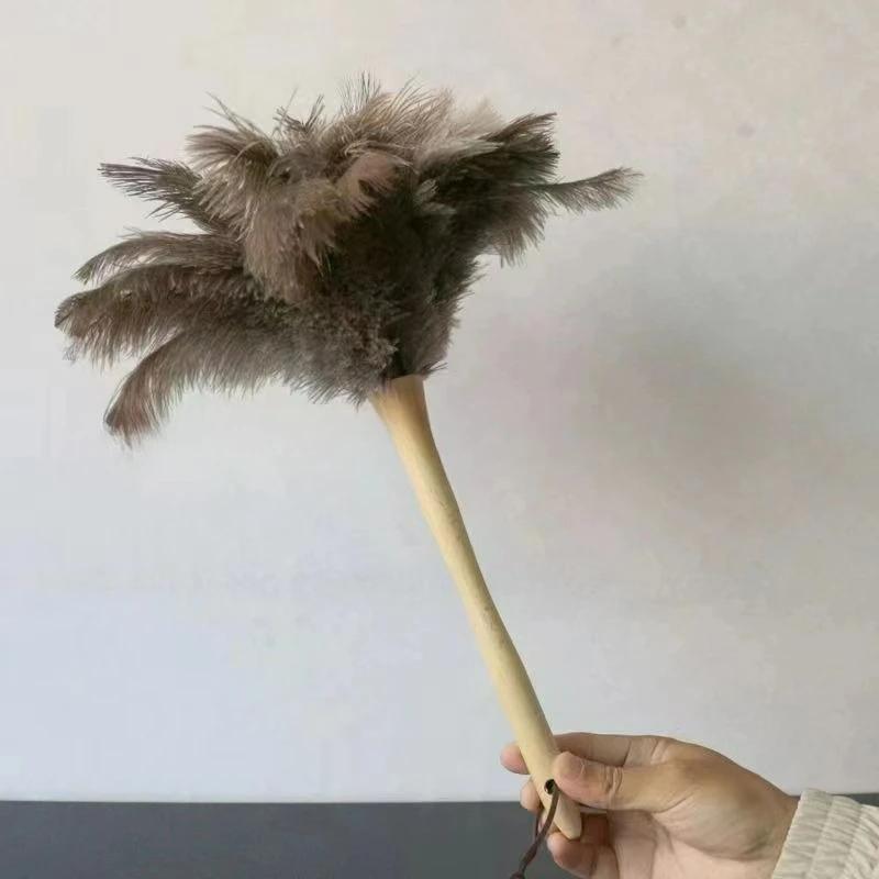 Genuine Ostrich Feather Duster Anti-static Lint-free Cleaning Brush for Home & Car Dust Removal