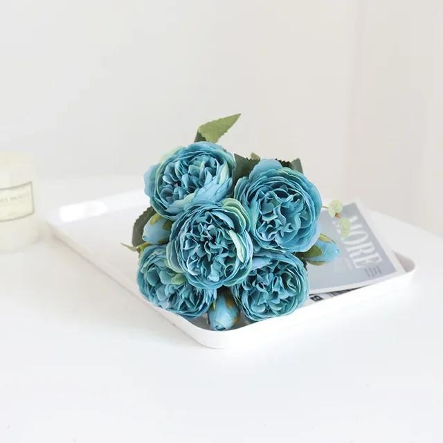 

New Artificial Flower Wedding Photography Props Nordic Home Decoration 30cm Fake Persian Rose Aesthetic Fairy Garden Accessories синій