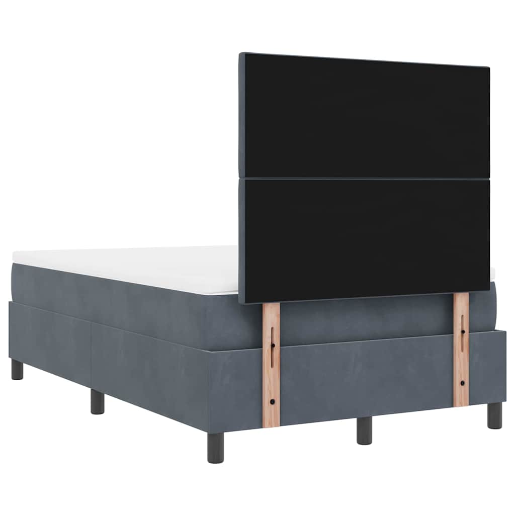 LED Box Spring Bed with Headboard Dark Grey 120 X 190 Cm Velvet