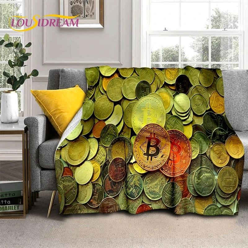 Bitcoin Virtuelle Währung NFT Weiche Flanelldecke für Betten Schlafzimmer Sofa Picknick, Überwurfdecke zum Zudecken Outdoor Freizeit Nickerchen Geschenk