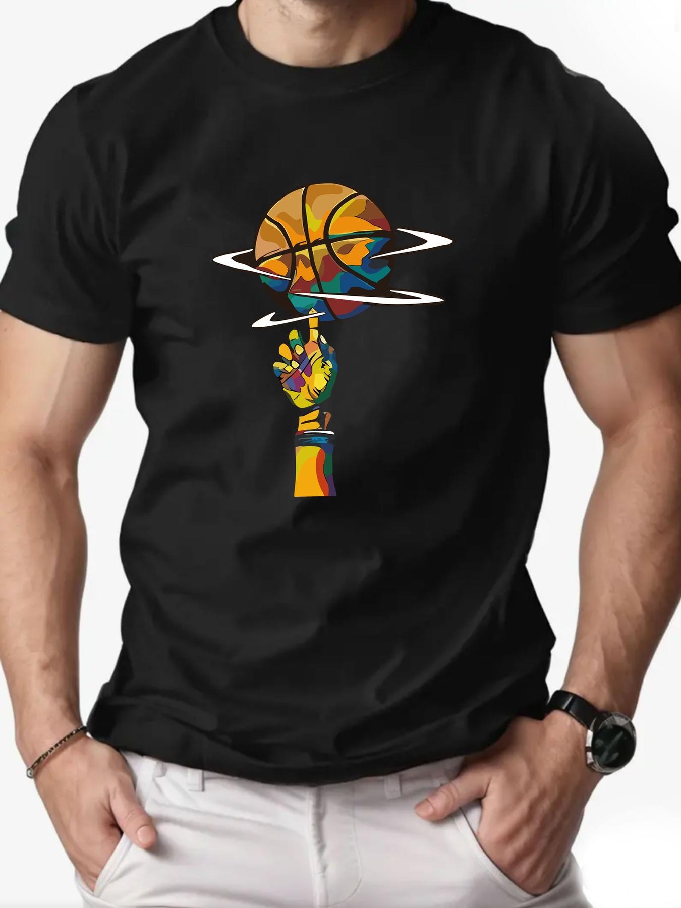 

Summer 100 Cotton Multifunctional Trendy Basketball Design Printed Mens Tshirt Unique Street Style Breathable Fashionable S