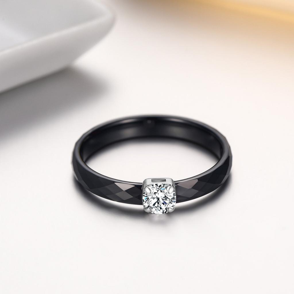3mm Thin Ceramic Promise Ring for Women Minimalist Pink Green White Black