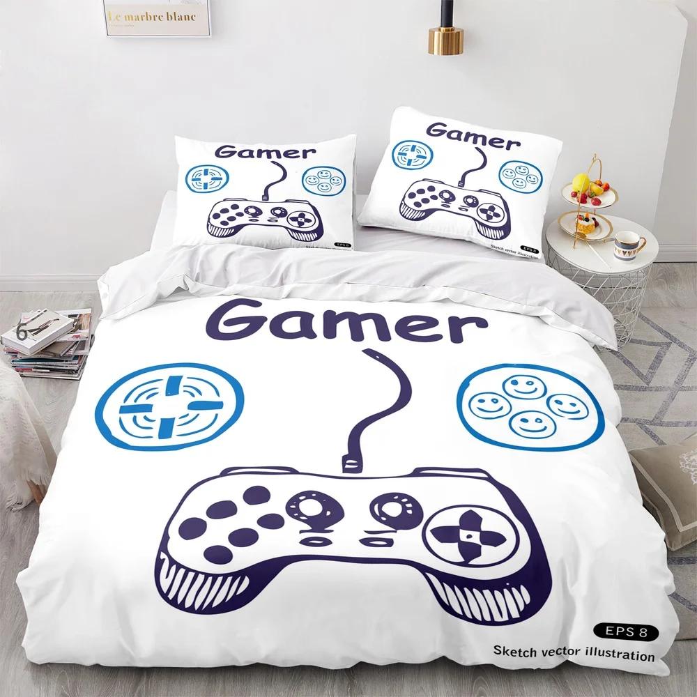 Ensemble Housse de Couette Imprimée Jeu Manette de Jeu Vidéo Ensemble de Literie pour Enfants Adolescents Garçons Chambre Housse de Couette avec Taie d'Oreiller