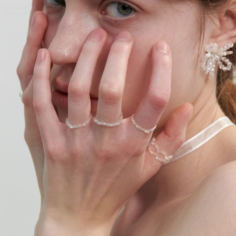 LOVE ME MONSTER [3 SET] Shining Beads Rings (L241MRI030)