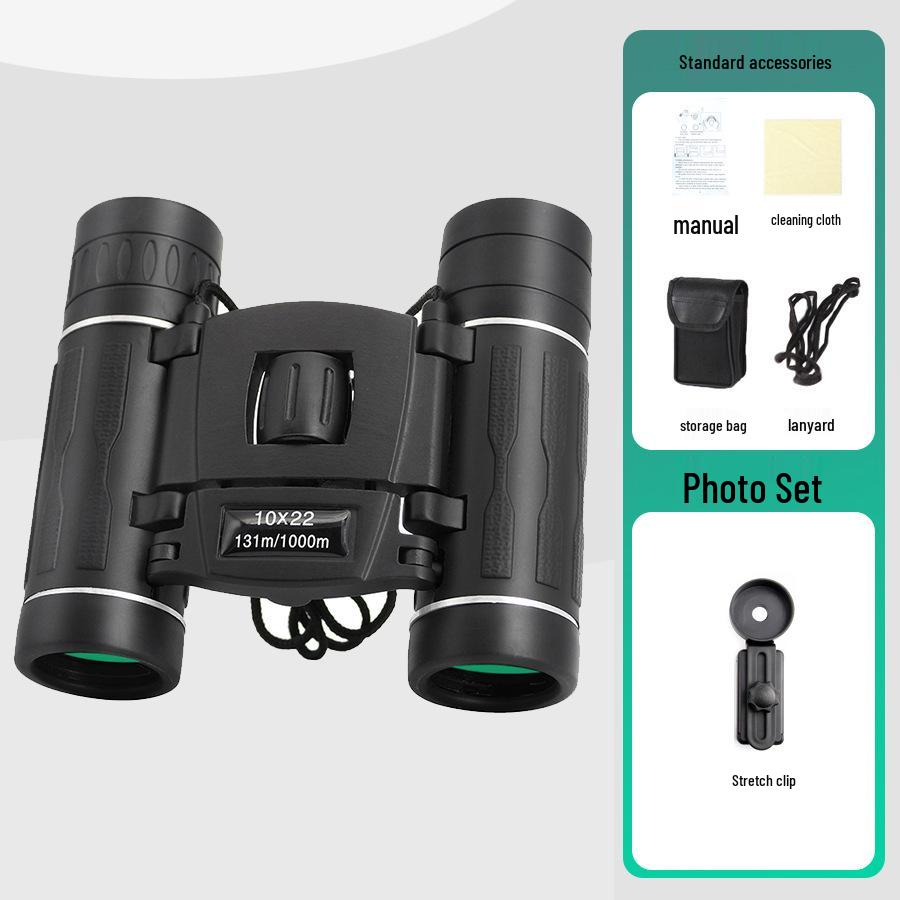 Portable 10X22 HD Low-Light Night Vision Binoculars for Moon Watching - Children's Gift 8X21