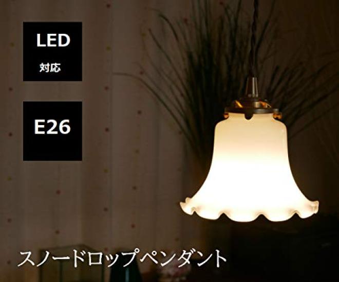 Glass Pendant Light with Flower LED Bulb, PG-14E26 [Kobe Mother's Lamp]