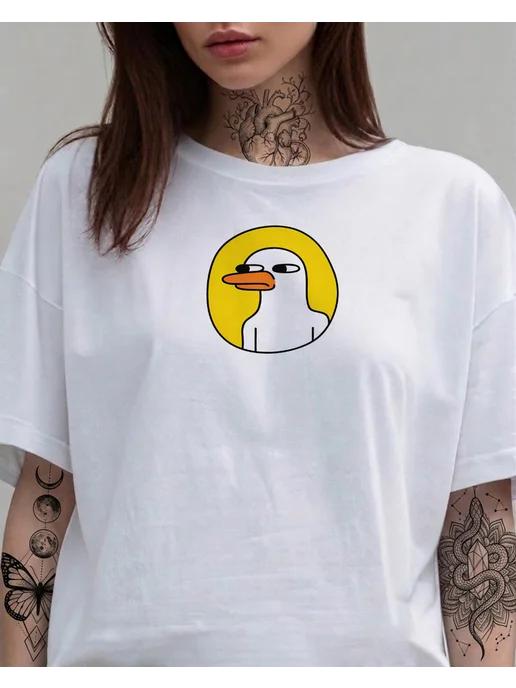 Duck meme T-shirt. Summer print M