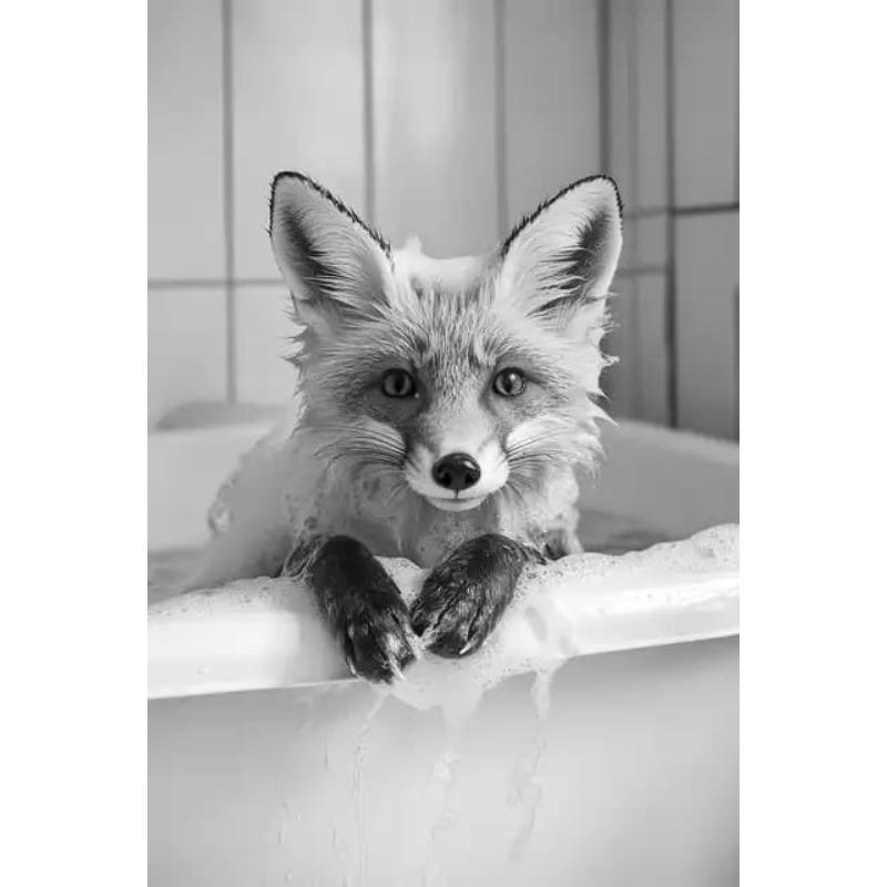 Black and White Cute Animal and Toilet Paper Poster Cat Hedgehog Sloth Canvas Painting Wall Art Bathroom Living Room Home Decor