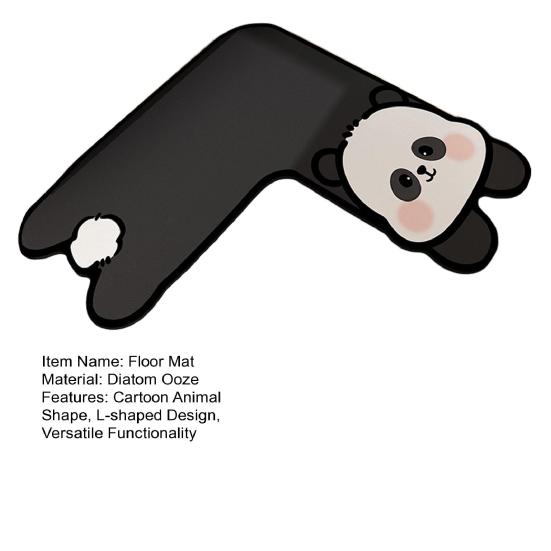 Diatom Mud Floor Mat Cartoon Animal Shape L-Shaped Design Water Absorbent