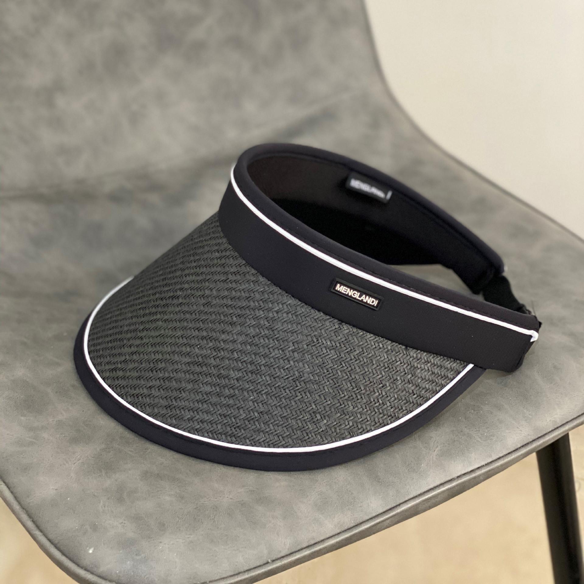 

Новая летняя пустая шляпа-цилиндр, детская солнцезащитная соломенная шляпа с большим краем, модная универсальная шляпа для лица, маленькая шляпа от солнца M（56-58cm） чёрный