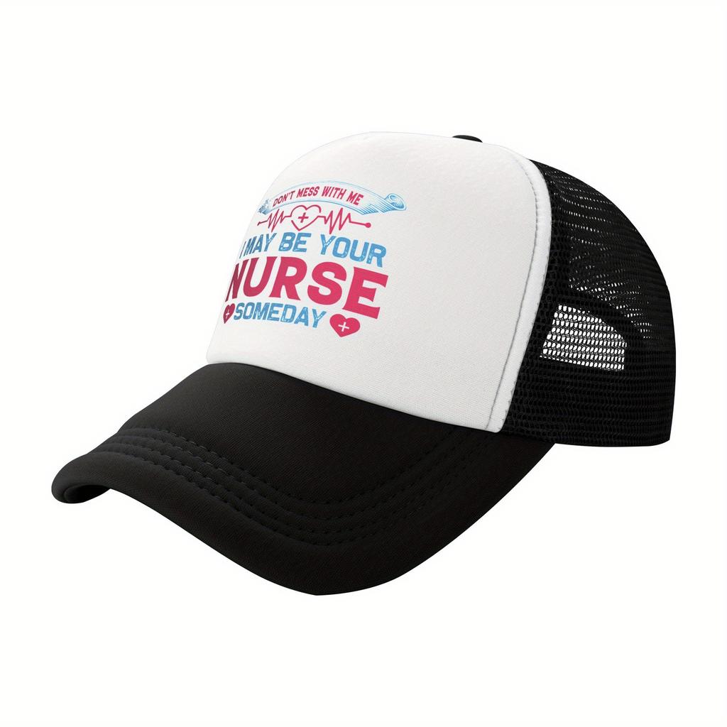 Dont Mess With Me Nurse Life ECG Heartbeat Trucker Hat Breathable Mesh Baseball Cap Casual Adult