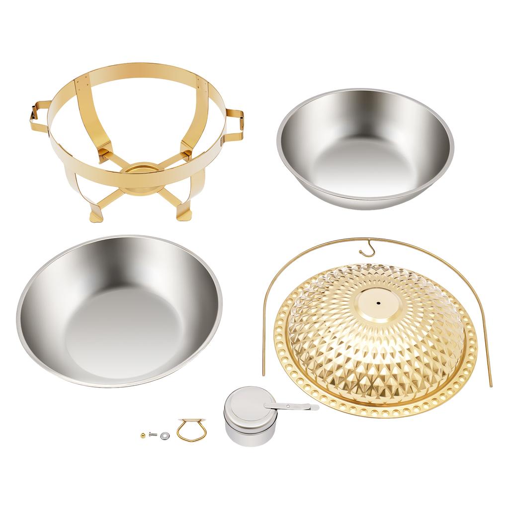 8.5 QT Round Chafing Dish Buffet Set, 4-Pack Stainless Steel Chafing Dishes for Buffet, Food Warmers Stove with Top Lid&Hook