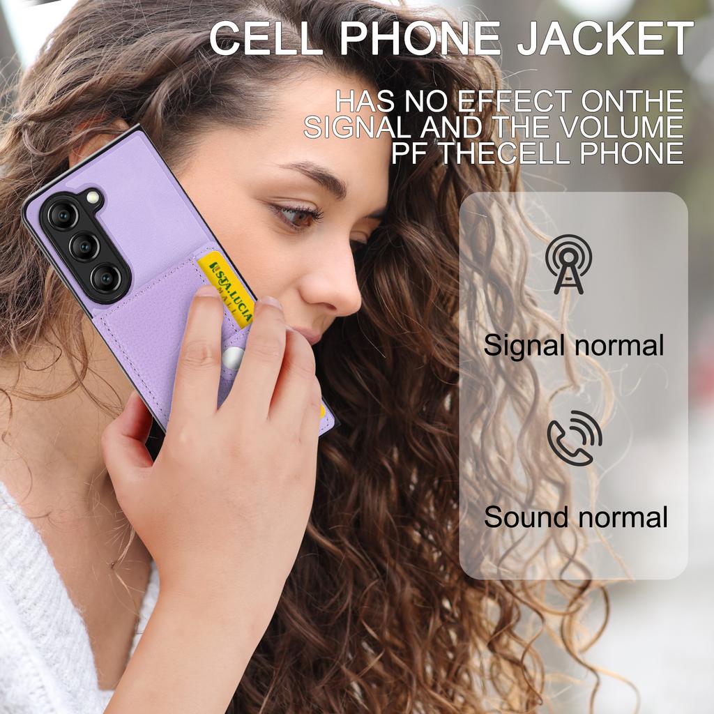Suitable for Samsung Z Fold6 mobile phone case Z Fold5 lychee pattern insert card bag anti-drop protective case FOLD4