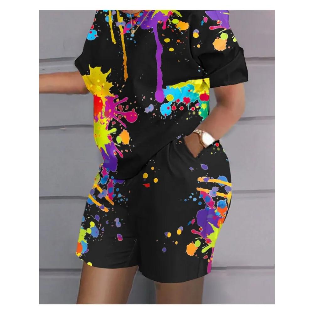 Summer Women's T-shirt Short Sleeved Shorts Set Fashionable Comfortable Soft Breathable Loose Fit Sports Leisure Plus Size Two-piece Set