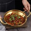 Korean Frying Pan Stainless Steel Paella Pan with Gold Handle Cooking Pot Seafood Rice Pans Non Stick  Skillet Kitchen Cookware