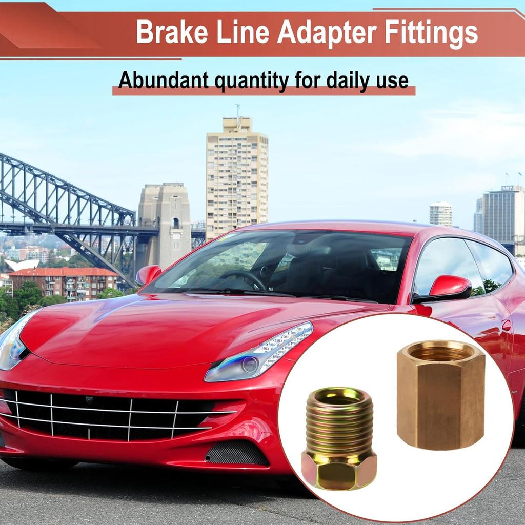 1/4 Zoll Bremsleitungsdruckverschraubungen, 12 Stück 7/16 Zoll-24 Gewinde Messing Bremsleitungsverschraubungs-Sortiment Für 1/4 Zoll Bremsleitungsrohr (4 Muttern, 8 Schrauben)