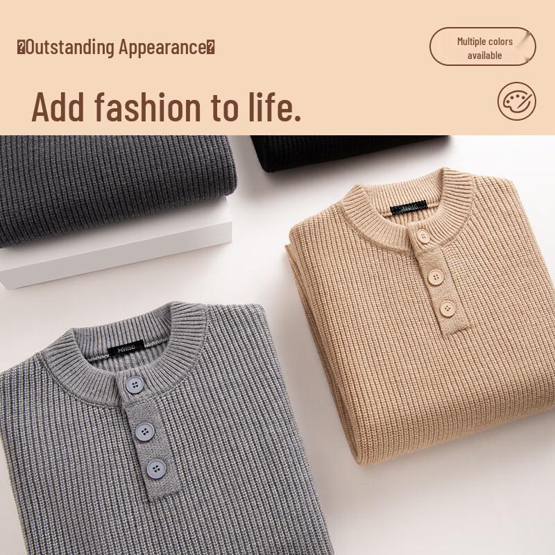 MINISO Men's Henley Collar Knitted Sweater