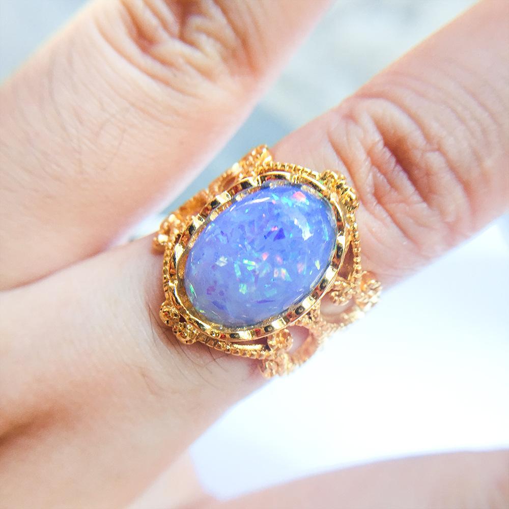 Light Jewelry Seiko Natural Denier Ring Women'S Stone Plated 10K Gold Vintage Jewelry