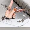 Exquisite Luxury Oval Rimless Glasses Diamond UV400 Sunglasses Women Fashion Personality Cut Edge Frameless Small Sun Glasses