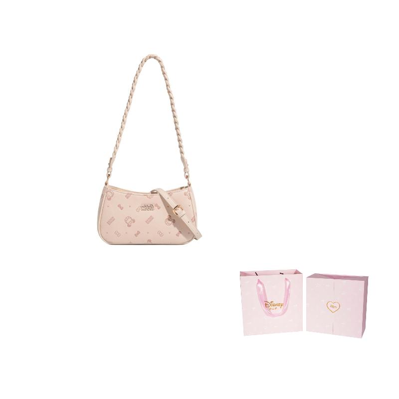 Disney Minnie Woven Rope Commuter Underarm Bag PU Crossbody Shoulder Bag Regular Women bags Multi-color BMK-73271