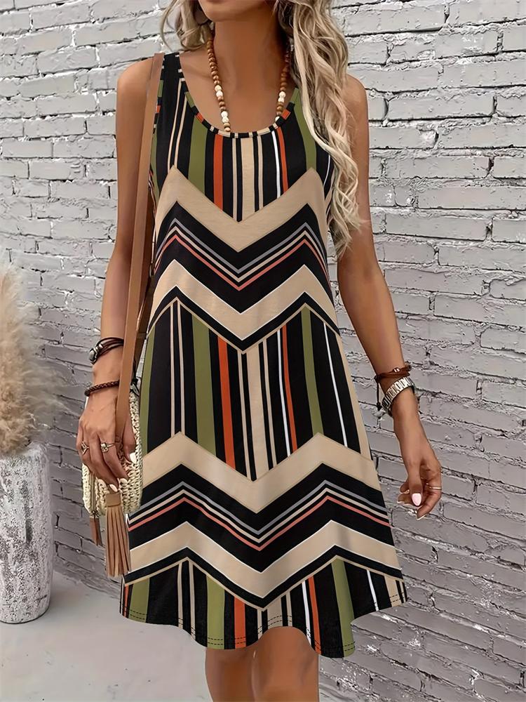 2026 New Women's Summer 3D Skull Print Dress Casual Round-Neck Sleeveless A-Line Dress Fashionable Street Style Dress