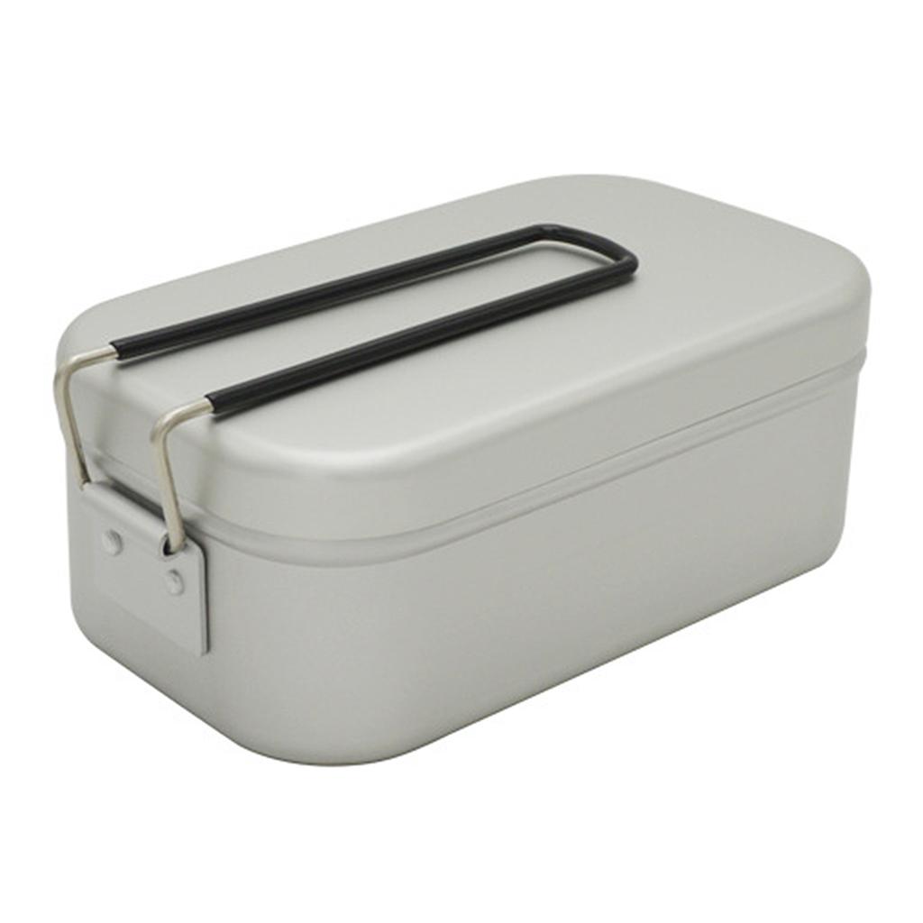 Camping Bento Box Tin Aluminum Alloy Camping Lunch Box Container with Foldable Handle for Outdoor Camping Hiking Backpacking Traveling