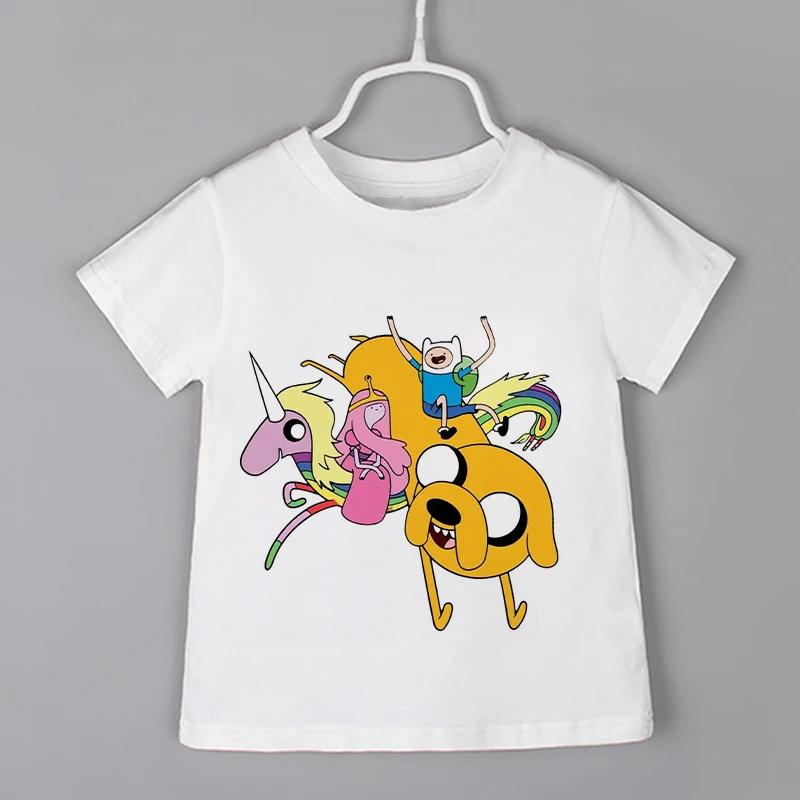 Cartoon Print Kids T-shirt Kids Anime Time Treasure Adventure Summer Funny Tees Boys/Girls Tops Baby Casual Children Clothing