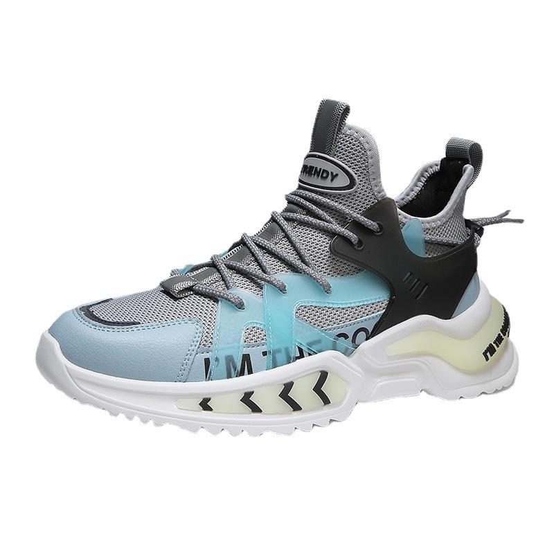 Large Size Men's Sports Shoes Trendy Versatile Platform Casual Dad Shoes Fly-woven Mesh Running Shoes