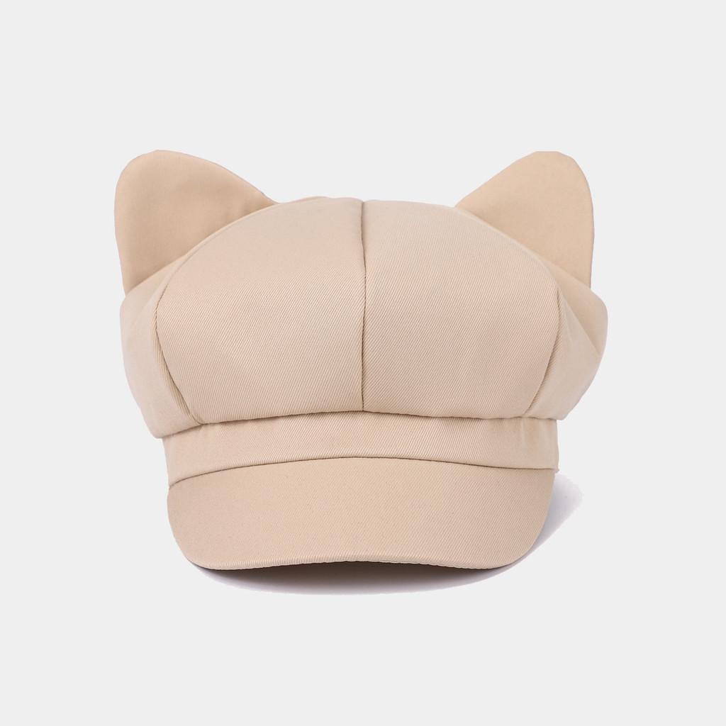 Cute Cat Ear Octagonal Hat For Women Summer Sun Protection Breathable Cotton Casual Style