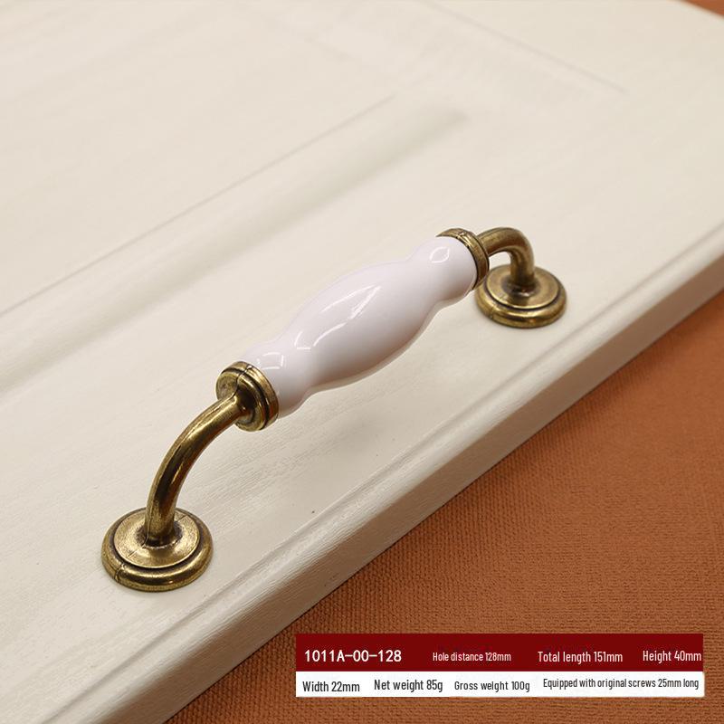 European Zinc Alloy Ceramic Handle: Modern Black & White Cabinet and Wardrobe Pull