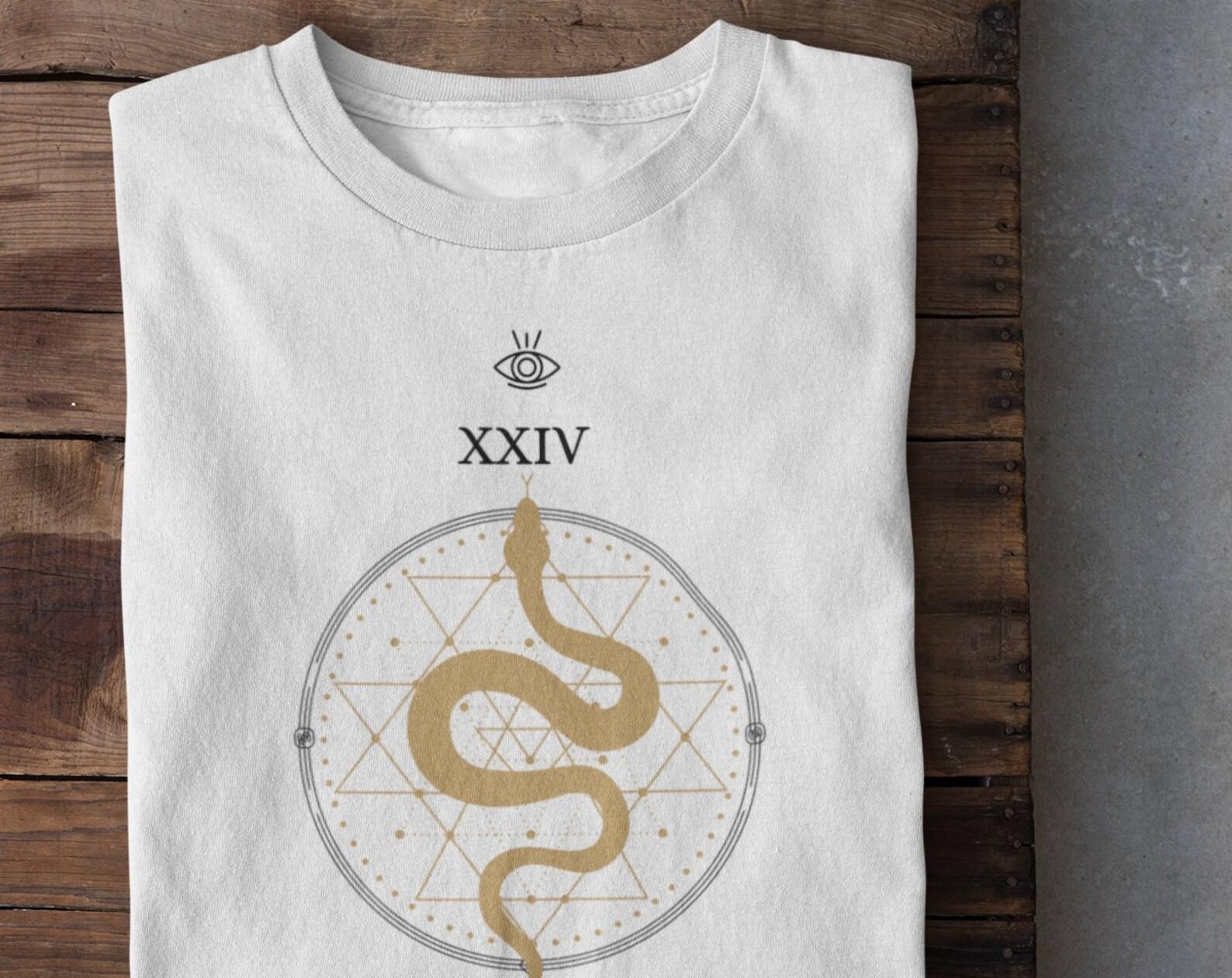 Esoteric Snake T-shirt: Alchemical Zodiac Astrology Design XL