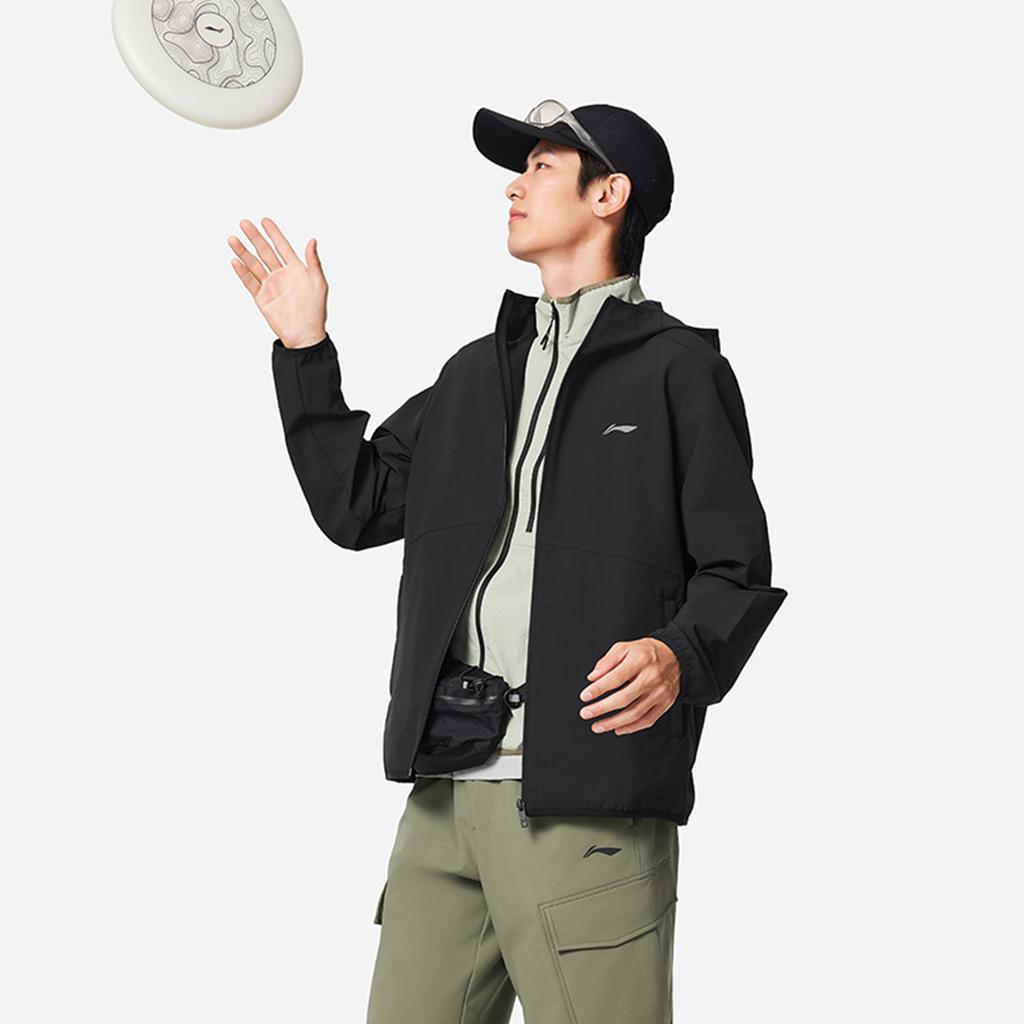 Li Ning Fitness Series Hooded Logo Stitching Zipper Windbreaker Men Outerwear AFDVE81-4