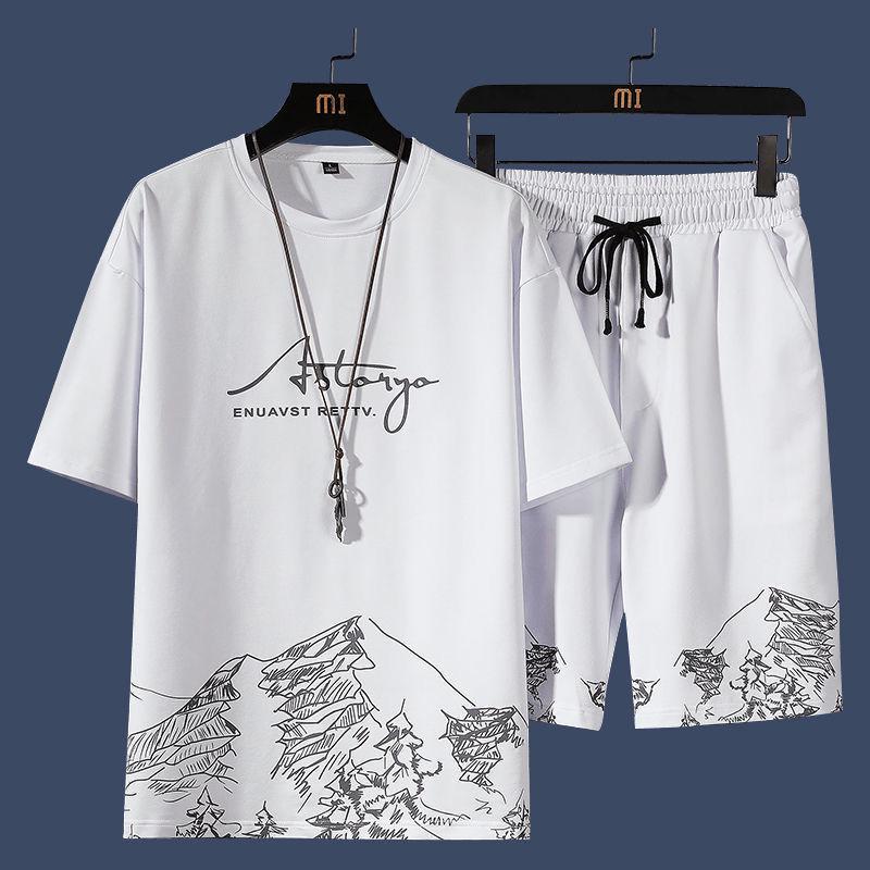 Men's 2024 Trendy Summer Sports Set: Youth Shorts & Korean Style T-Shirt