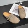 Retro baotou half-drag women wear autumn new comfortable lazy shoes thick-soled inner height-increasing slippers