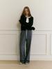 MOAT Round Crop Net Cardigan (Dark Navy)