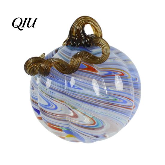 Unique Glass Art Pendant Hand Blown Pumpkin Figurine, Creative Adornment for Desktop Decoration, Fall Rainbow Light Refraction Decor