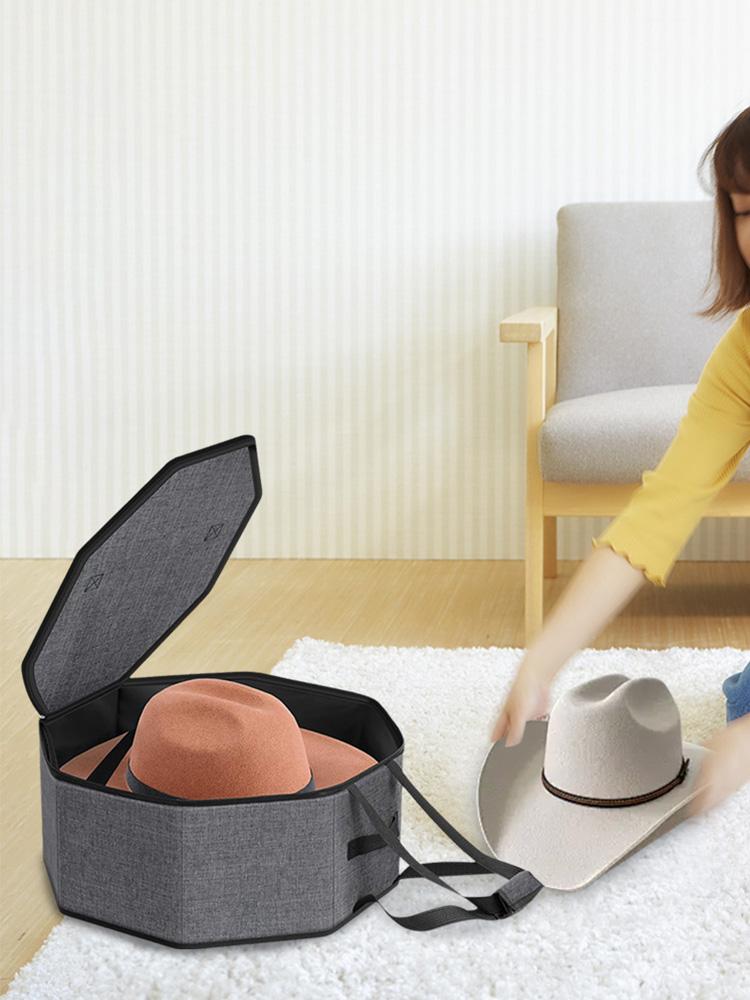 Hat Storage Box with Hook Stackable Hat Organizer with Cardboard Support Foldable Hat Case for Women Men Storage