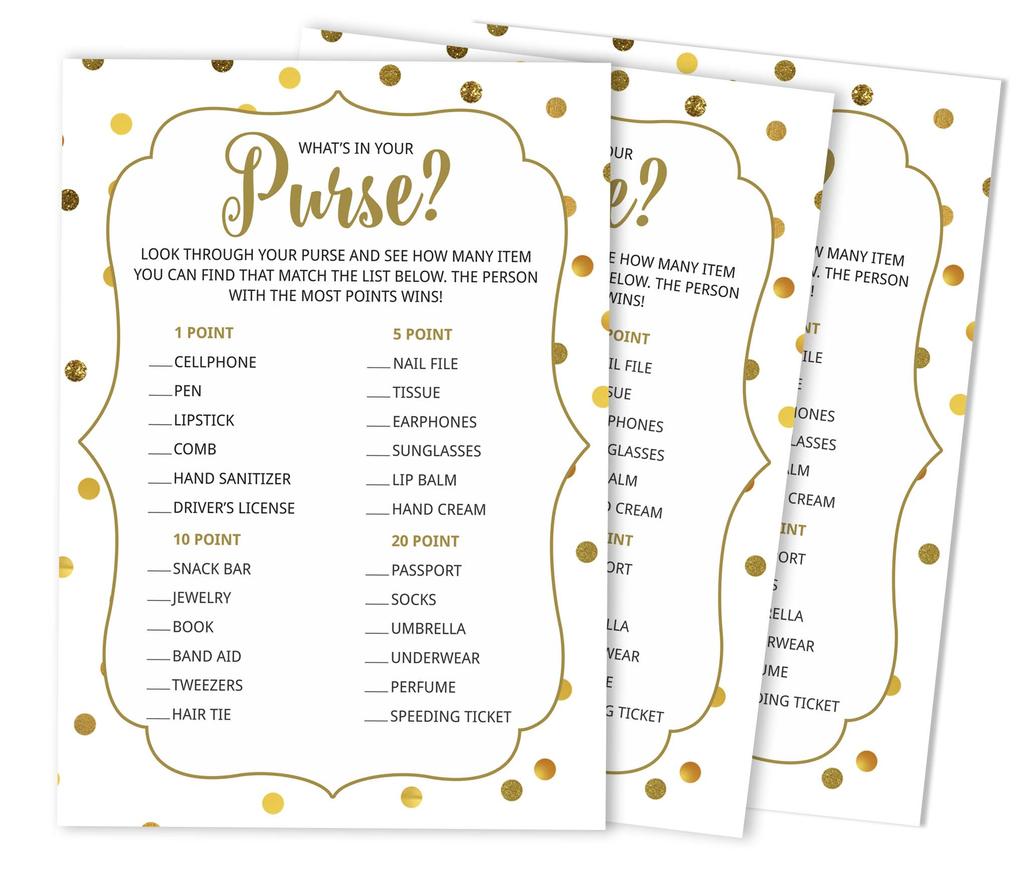 Inkdotpot 50A  Gold ConfettiA  BingoA  GameA  CardsA  For Bridal Wedding Shower Bachelorette Party Bulk Blank Square Fill In Gift